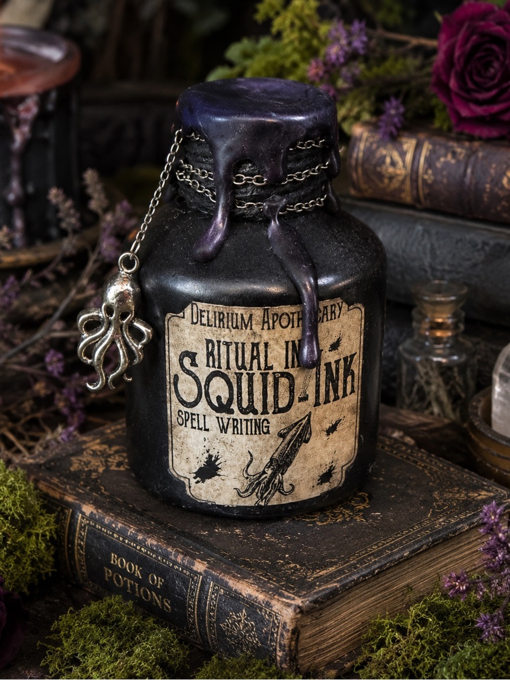 Squid Ink Decorative Glass Potion Bottle Gothic Halloween Decor